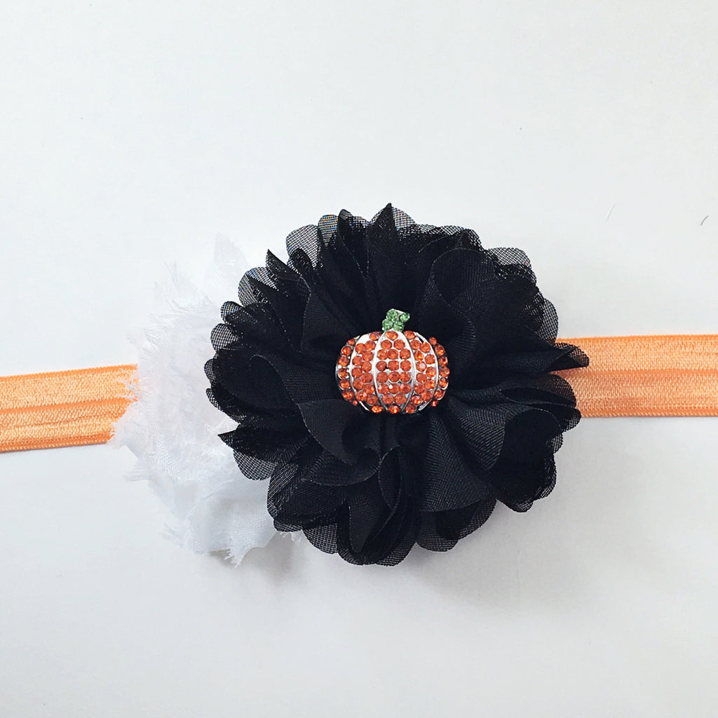Gabriella- Pumpkin Headband- Black and White Pumpkin Headband