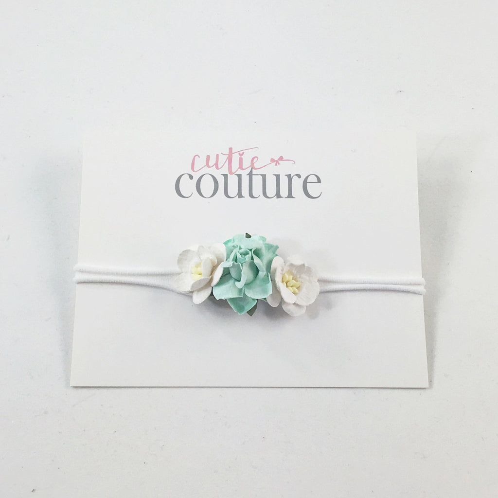 Grace- White and Mint Headband