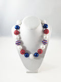 Bubblegum Necklace- Red White and Blue