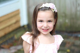 Valentina- Pink, Gold, and Cream Headband on Gold Braid