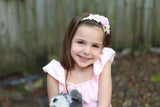 Valentina- Pink, Gold, and Cream Headband on Gold Braid