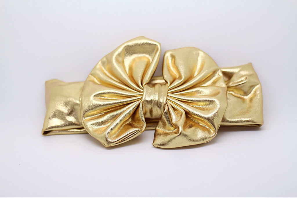 Madeline- Metallic Gold Messy Bow