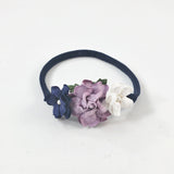 Grace- Navy, Purple and Lavender Flowers on White Nylon Headband