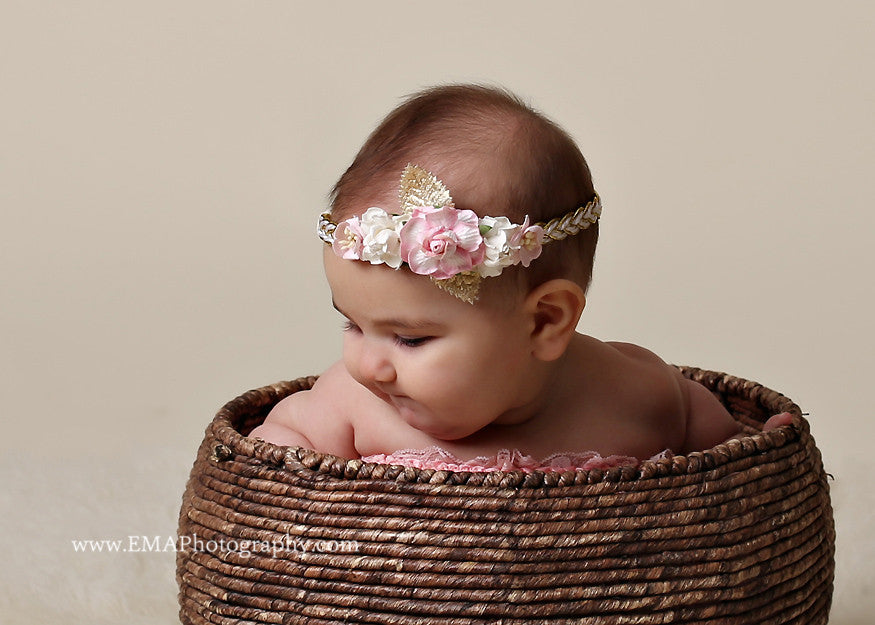 Valentina- Pink, Cream, and Gold Headband