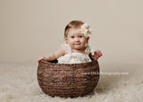 Lyla- Ivory Flower on gold braided headband