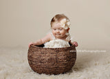 Lyla- Ivory Flower on gold braided headband