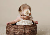Lyla- Ivory Flower on gold braided headband