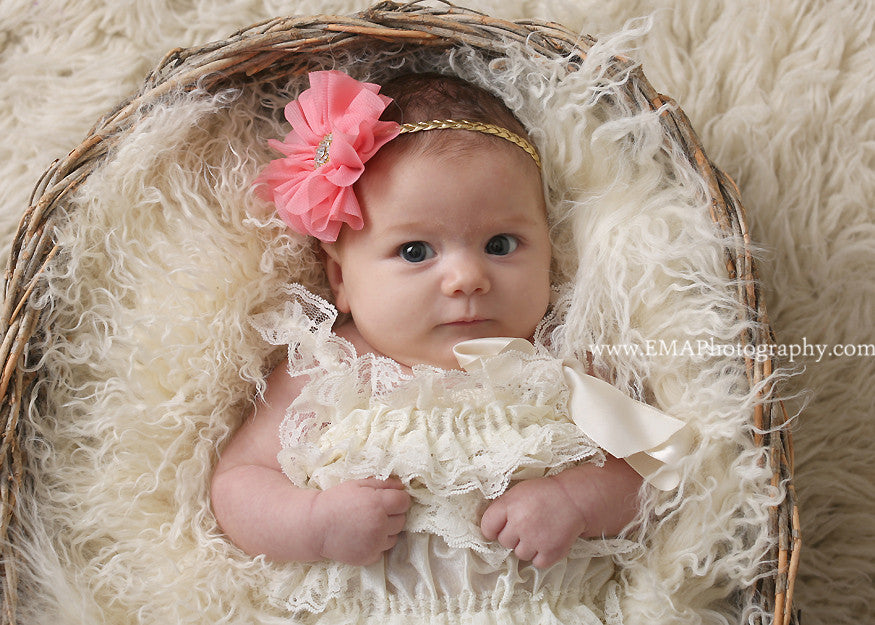Lyla-Coral Flower on Braided Headband