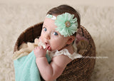 Lyla - Mint, Gold and White Chevron Headband