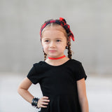 Karen- Red and black plaid knotted headband