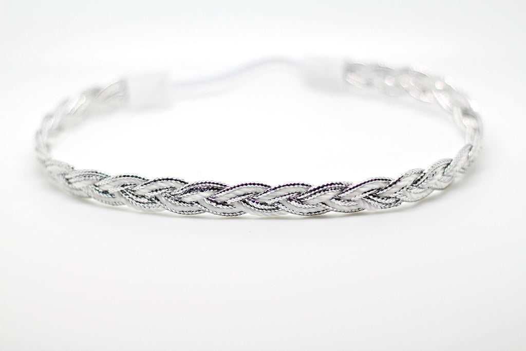 Silver and White braided headband