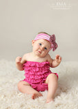 Sophia- Pink and White Striped Sequin Headband