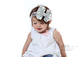 Madeline- Metallic Silver Messy Bow