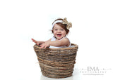 Sophia- White with Gold Sequin Bow