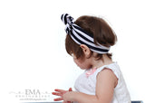 Karen- Black and White Striped Knotted Headband