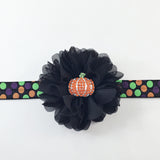 Luciana- Pumpkin Headband- Orange and Black Pumpkin Headband