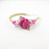 Valentina-Hot Pink, Pink, and Gold Headband