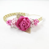 Valentina-Hot Pink, Pink, and Gold Headband
