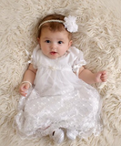 Luciana- White Flower with Cross on Pearl and Beaded Headband