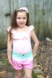 Valentina- Pink, Gold, and Cream Headband on Gold Braid