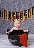 Brandi- Orange, Black, and White Braided Headband