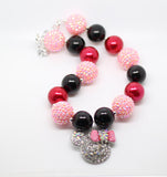 Minnie Necklace- red and pink