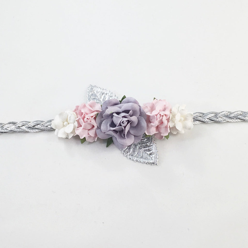 Valentina- Gray,Pink, and White Headband