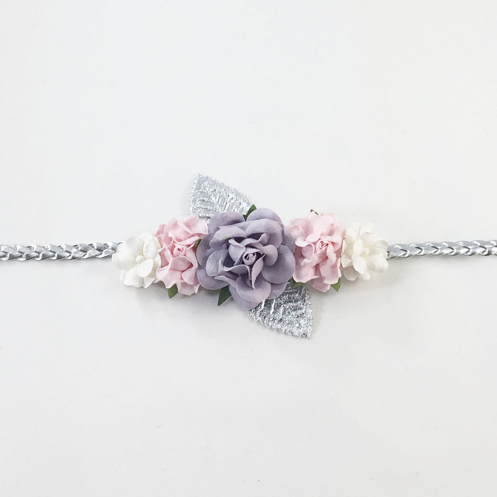 Valentina- Gray,Pink, and White Headband