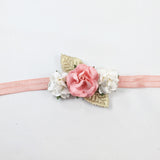 Mommy and Me- Coral, Cream and Navy Headband