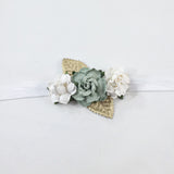 Mommy and Me- Sage and Cream Flower Headband