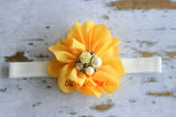Penelope- Yellow Flower with Pearl and Rose Stone