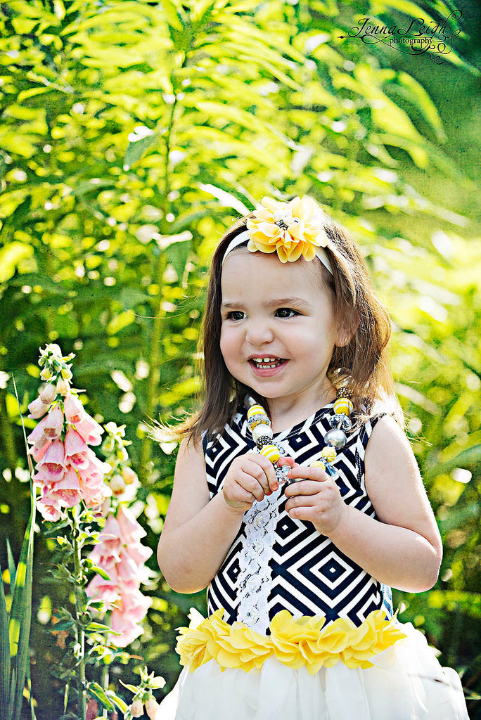 Penelope- Yellow Flower with Pearl and Rose Stone