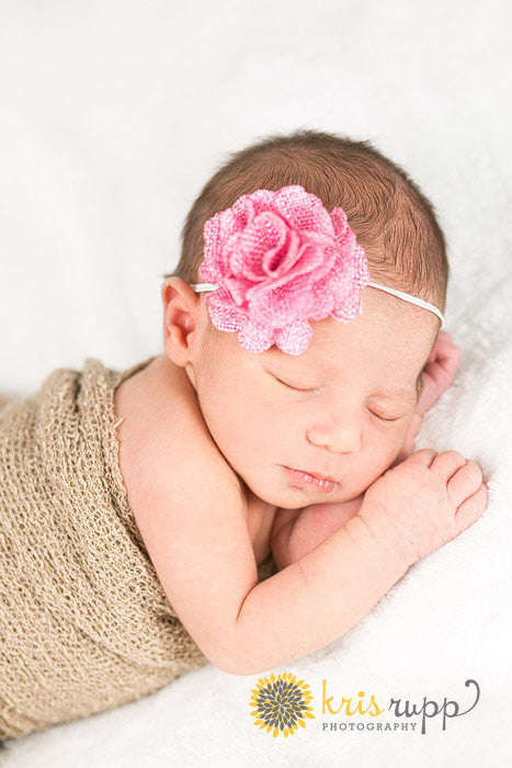 Brynn- Pink Burlap Headband