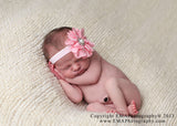 Penelope- Pink Headband with Pearl