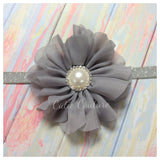 Lyla- Gray Headband with Pearl