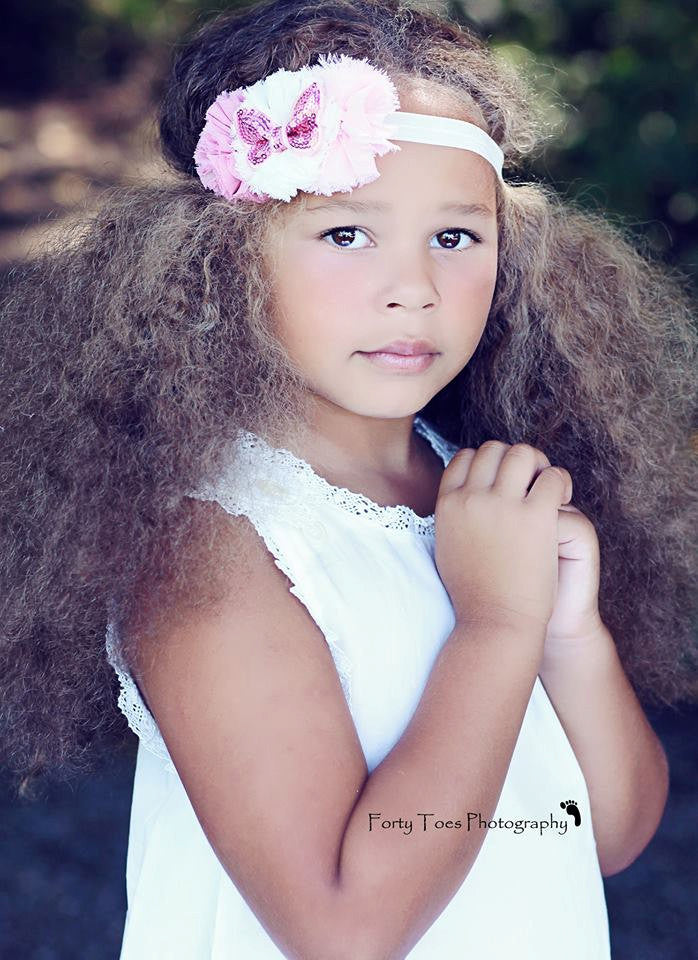 Gemma- Dusty Rose, Ivory and Pink Butterfly Headband