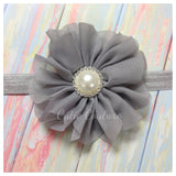 Lyla- Gray Headband with Pearl