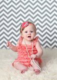 Sabrina- Coral Flower with Silver Bow