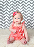 Sabrina- Coral Flower with Silver Bow