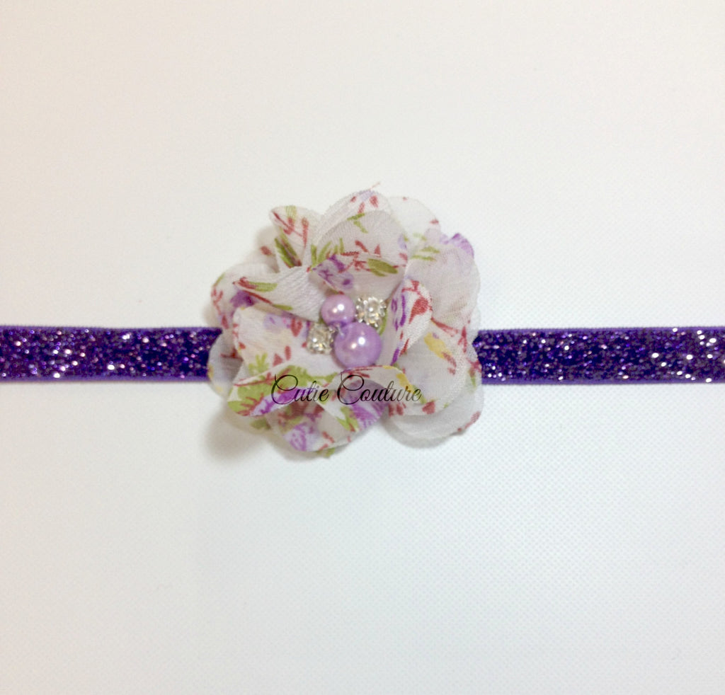 Cammie- Purple Floral Headband or Clip