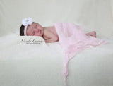 Blakey- White Headband on Pink Elastic