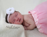 Blakey- White Headband on Pink Elastic
