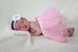 Blakey- White Headband on Pink Elastic
