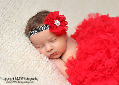 Blakely- Red flower on leopard elastic