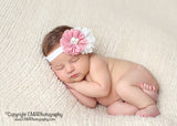 Trisha- White and Dusty Rose Headband