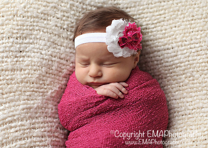 MacKenzie- White and Hot Pink Polka Dot Headband