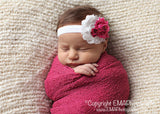 MacKenzie- White and Hot Pink Polka Dot Headband