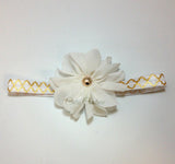 Penelope- White Headband on Gold Printed Elastic