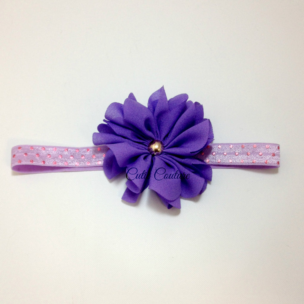Penelope- Purple and Pink Polka Dot Headband