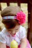 Lacey- Hot Pink Flower on Easter Egg Elastic